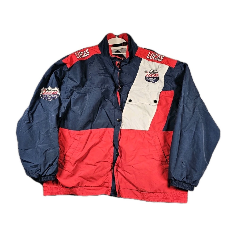 Vintage Y2K Lucas Oil Racing Jacket NASCAR Motorsports‎ Red Blue Mens 2XL